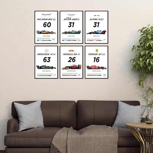 Image of Wall Art Posters, 20x30 cm (A4), Self-Adhesive, F-1 Racing Design for Bedroom, Living Room, Office (F1 Car Poster)
