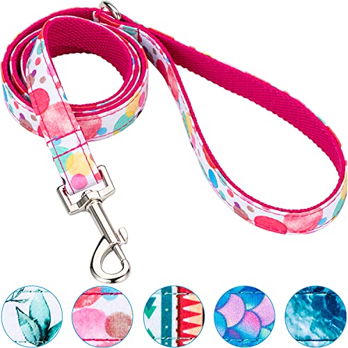 VIILOCK 4 FT Dog Leash with Soft Padded Handle, 1 Inch Wide Heavy Duty Dog Training Lead for Medium Large Dogs (Bubble Pink)