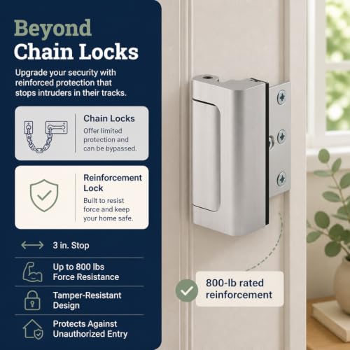 Image of Prime-Line Products U 10827 Door Reinforcement Lock, 3 in. Stop, Aluminum Construction, Satin Nickel Anodized Finish