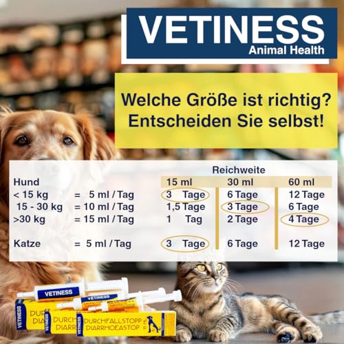 vetiness EnteroFit Durchfallstopp Paste für Hunde 15 ml – bei akutem Durchfall Hund und Darmstörungen – Diätergänzungsfuttermittel mit Aktivkohle, Bentonit und Probiotikum - Magen Darmflora Hund