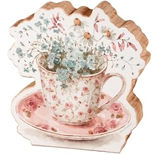 Primitives by Kathy Home Décor Sign - Elegant Pink Tea Cup Wooden Cut Out Sign Overflowing with Flowers Handpainted in Delicate Watercolor Style Primitives by Kathy Home Decor Sign Elegant Pink Tea Cup Wooden Cut Out Sign Overflowing with Flowers Handpainted in Delicate Watercolor Style