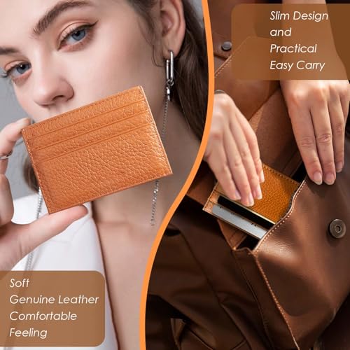 Image of M-Plateau Super Slim Genuine Leather Credit Card Wallet | Card Holder, Small Wallet for Man and Women with 6 Card Slots and 1 Pocket (Brown)