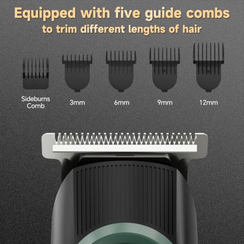 Image of 5-in-1 Beard Trimmer for Men, Hair Clippers Grooming Kit, Cyan | 150Mins Working Time, USB-C Rechargeable, LED Display for Face, Mustache, Body, Ear, Nose Hair Trimmer