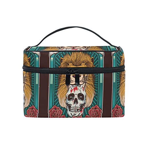 Preisvergleich Produktbild Löwe Blutschädel Makeup Tasche Organizer Kosmetikkoffer Kosmetiktasche Kulturbeutel Groß Bag für Mädchen Frauen Damen