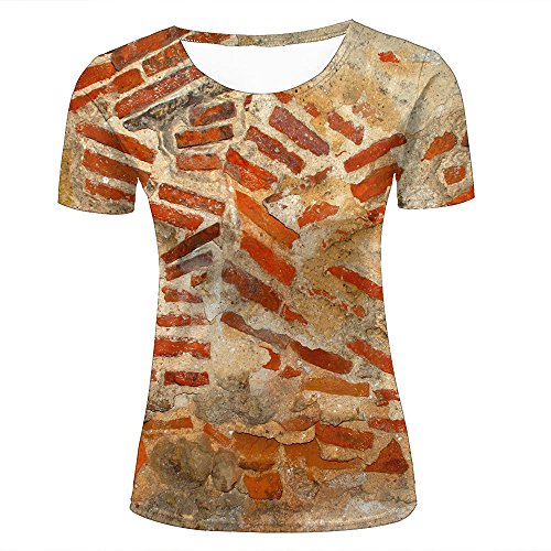 liujinsheng Women's Creative 3D Printed Red Brick Wall Graphics Summer Casual T Shirt Unisex Couple Tees Top Short Sleeve XXL