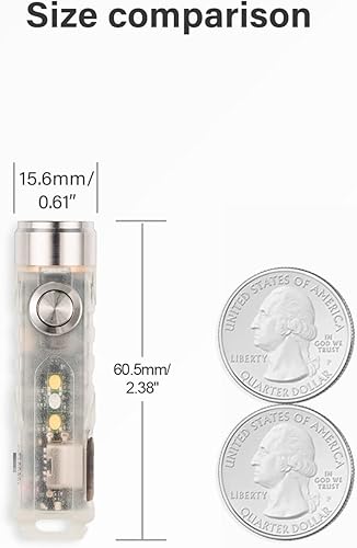 Miniatura 4 de RovyVon Aurora A5-G4 USB C - Linterna de llavero recargable, 650 lúmenes, súper brillante, tamaño mini, con 2 luces laterales de lectura blanca