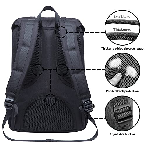 Kaukko Travel Laptop Backpack, Outdoor Rucksack, School Backpack Fits 15.6"(Nylon Black) #TOP2