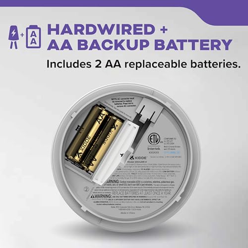 Image of Kidde Hardwired Smoke & Carbon Monoxide Detector, AA Battery Backup, Voice Alerts, Interconnectable, LED Warning Light Indicators, 2 Pack
