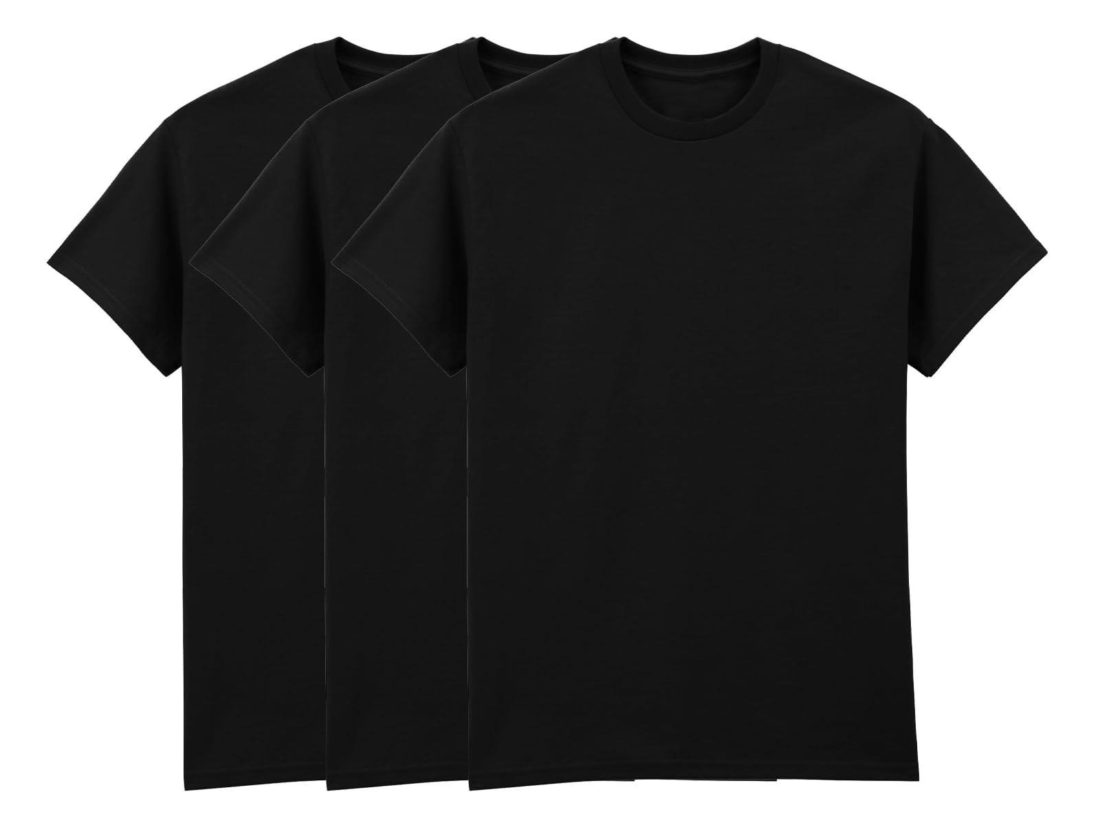 COOZO Pack of 3 Men's Blank Pure Cotton Short Sleeve T-Shirts - 3 x Black - 4XL