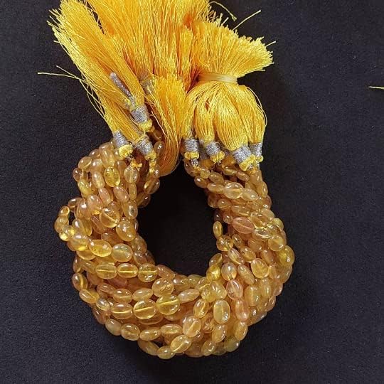 Miniatura 3 de Cuentas de zafiro amarillo de forma ovalada, preciosas perlas ovaladas lisas, cuentas ovaladas lisas de zafiro amarillo, 5x6-0.315x0.354 in 8.5