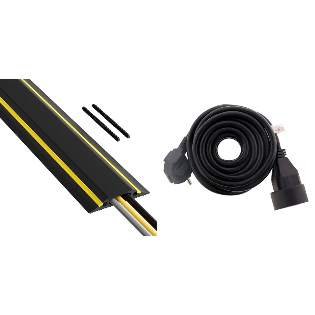 Goulotte de sol D-Line anti chute et rallonge électrique Zenitech noire 16A