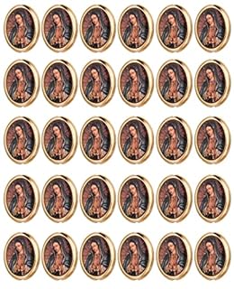 Diyalo 30 Pieces Our Lady of Guadalupe Saint Jude Spacer Beads for DIY Rosary Chaplet Necklace Bracelet Jewelry Making Part (Virgin Mary-Oval-Gold Color)
