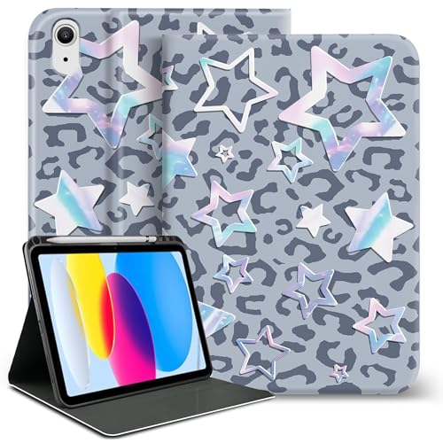Coque iPad 10e génération léopard Y2K, l'accessoire esthétique idéal pour les cours et le café
