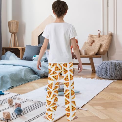 Boy's Pants Bright Pizza Pattern Jogger Pants Elastic Waist Long Bottoms Trousers with Pockets 6-14 Years3