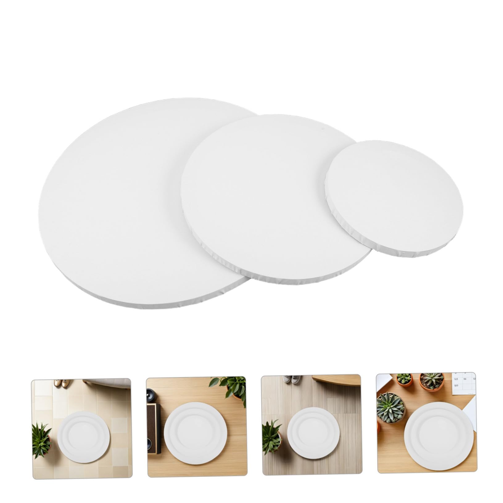 HOMSFOU 3pièces Lot de Toiles Rondes Pré-peintes Châssis Toile pour Peinture Cadres Ronds pour Projets Artistiques Bricolage