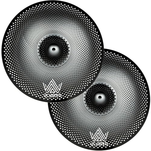 ULUOBO 14 inch Low Volume Hi Hat Cymbals Cymbal for Quiet Practice (Black, 2 Pieces)