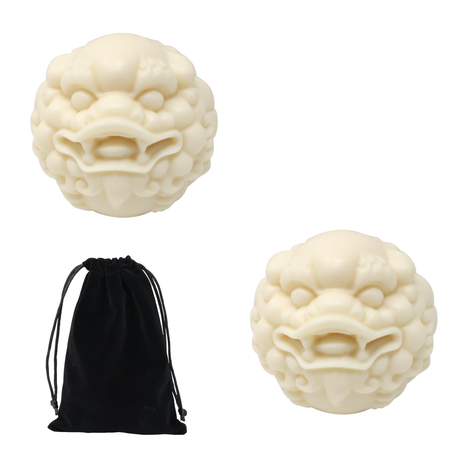 yueton 2 PCS Exquisite Ivory Fruit Baoding Balls Chinese Style Carved Pixiu Hand Exercise Tool Massage Balls Stress Relief Hand Exercise Ball for Men