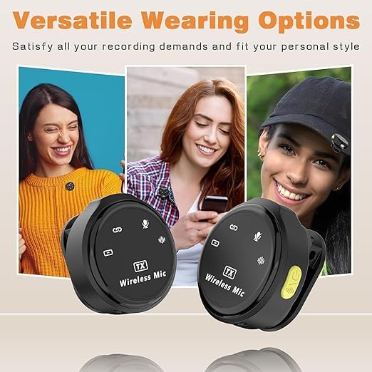 Image of New Q8 Professional Dual Wireless Mic System | Rechargeable Clip Microphone for iPhone, Android & DSLR | Crystal Clear Sound for Interview, Vlog, Podcast, YouTube & Live Streaming (Q8-MIC)