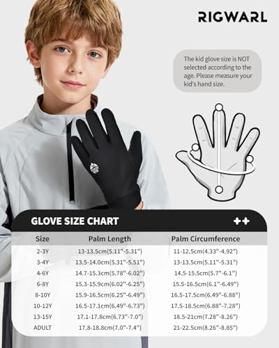 Image of RIGWARL Kids Winter Gloves Boys Girls, Water-Repellent Warm Thermal Youth Gloves, Touchscreen Anti-Slip for Teens 3-15 Years