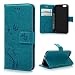 Produktbild LW-Shop Schutzhülle für iPhone 6S Plus, iPhone 6S Plus (5,5 Zoll), PU-Leder, integrierte Kreditkartenfächer, magnetisches Design, Flip-Leder-Schutzhülle mit Blumen- und Schmetterlingsmuster (blau)