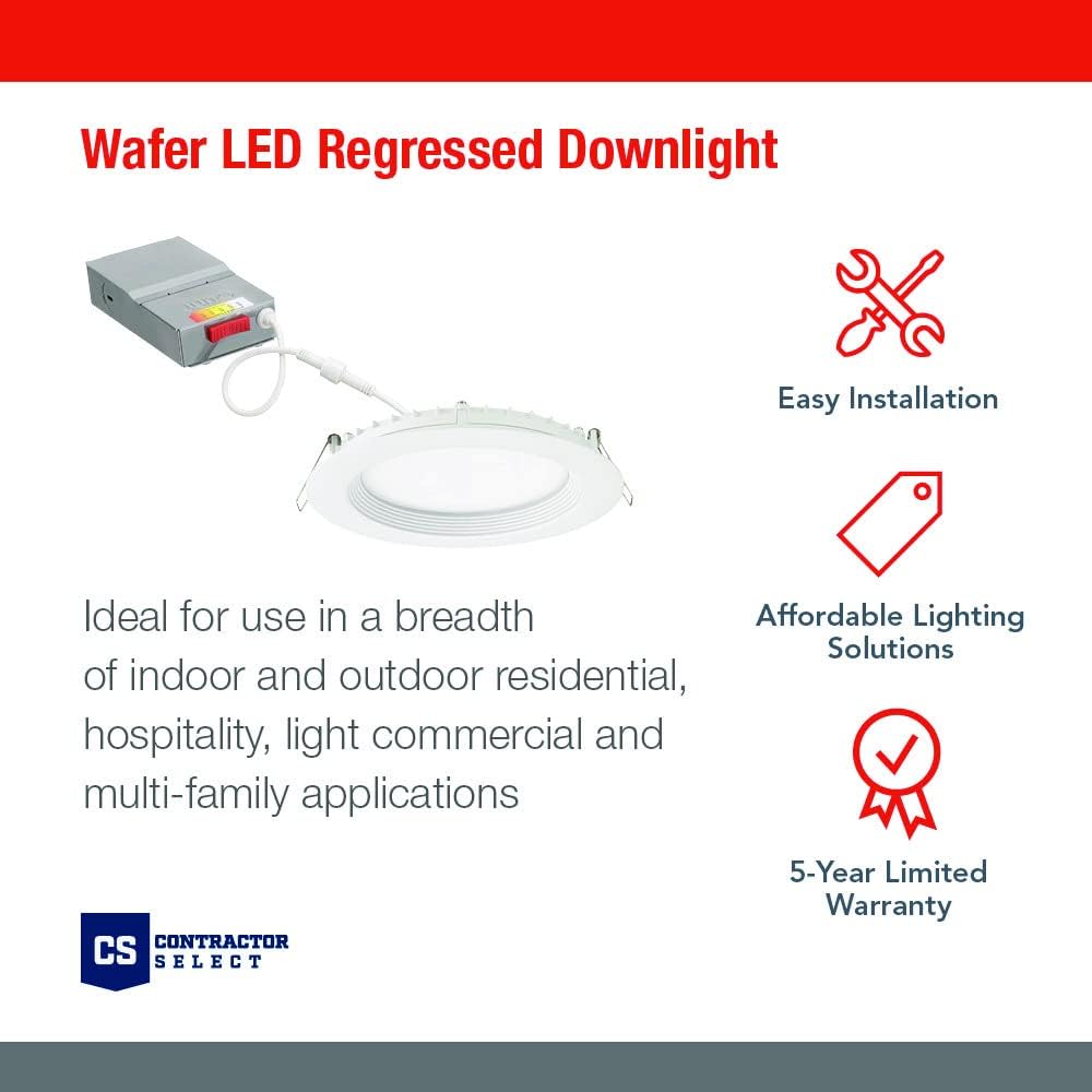 Wafer 6" Slim LED Downlight in Matte White for Indoor/Outdoor Use