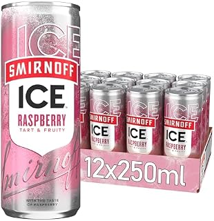Smirnoff Ice Raspberry 12 Dosen, prickelndes Mixgetränk mit Smirnoff Vodka und spritzigem Raspberry Geschmack, perfekt für Partys und gesellige Anlässe, 10 Prozent Alkohol, 250-ml-Dosen