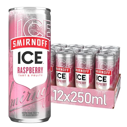 Smirnoff Ice Raspberry 12 Dosen prickelndes Mixgetränk mit Smirnoff Vodka und spritzigem Raspberry Geschmack perfekt für Partys und gesellige Anlässe 10 Prozent Alkohol 250-ml-Dosen
