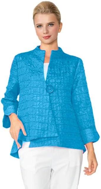 IC Collection Crinkle Jacquard One-Button Jacket
