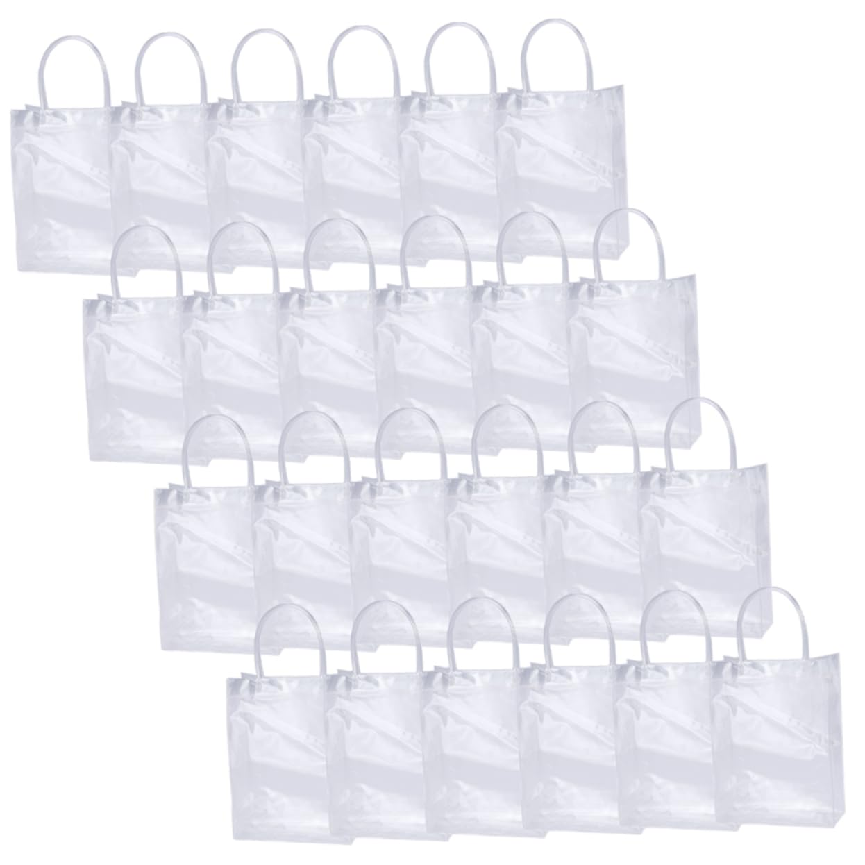 HAPINARY 24 Bolsas de Plástico Transparentes Reutilizables de Pvc Asas Prácticas para Envolver Regalos en Fiestas y Compras