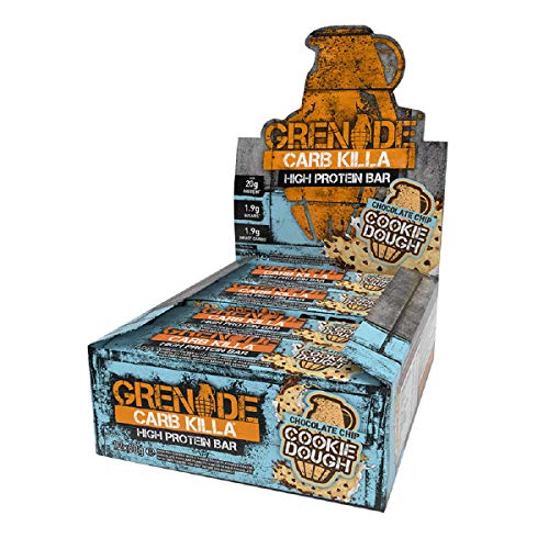 Grenade Carb Killa High Protein and Low Carb Bar, 12 x 60 g - Chocolate Chip Cookie Dough