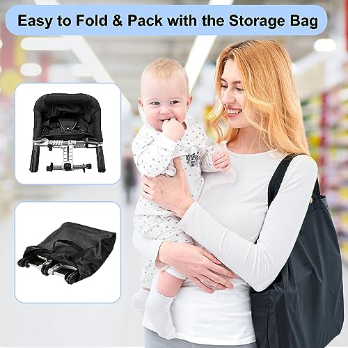 Image of Clip On High Chair, Fits Tables with Lips & Skirts, Double Lock Hook-On Table Chair, 37 lbs, Foldable Portable Feeding Seat with Carry Bag, Tool-Free Install, Baby Toddler 6-36 Months (Black)