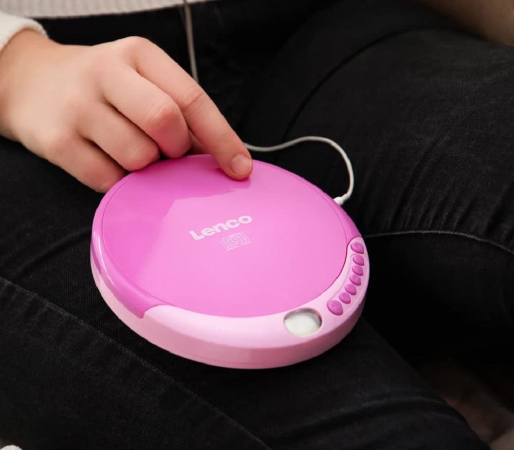 Lenco CD-011 Tragbarer CD-Player Walkman - Diskman - CD Walkman - Pink & Philips Audio SHB3075RD/00 On-Ear Kinderkopfhörer pink/lila