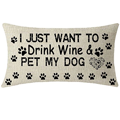 Nice Gift I Just Want to Drink Wine and Pet My Dog Black