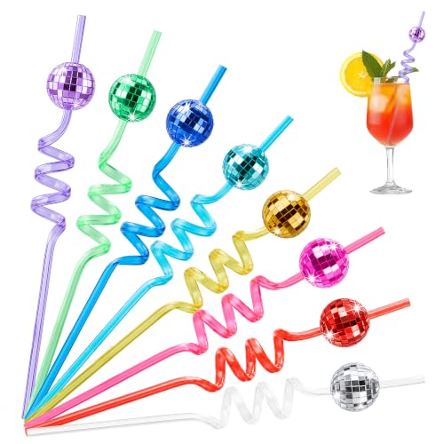 Soledea Disco Ball Reusable Straws for Party