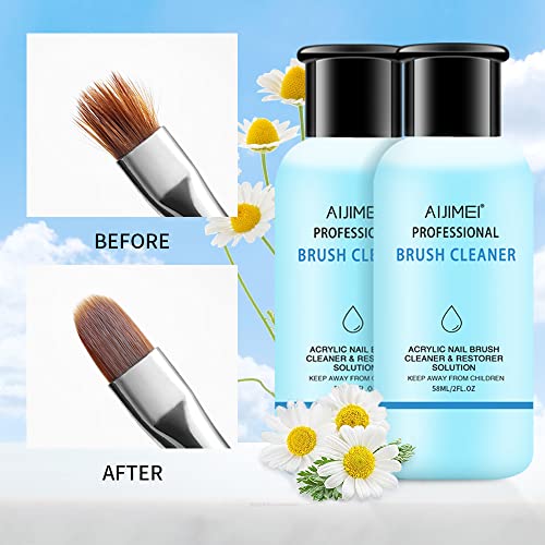 Image of Acrylic Nail Brush Cleaner Acrylic Brush Cleaners Liquid Acrylic Paint Brush Cleaner Nails Artist Acrylic 2PCS 58ml /2 FL.OZ