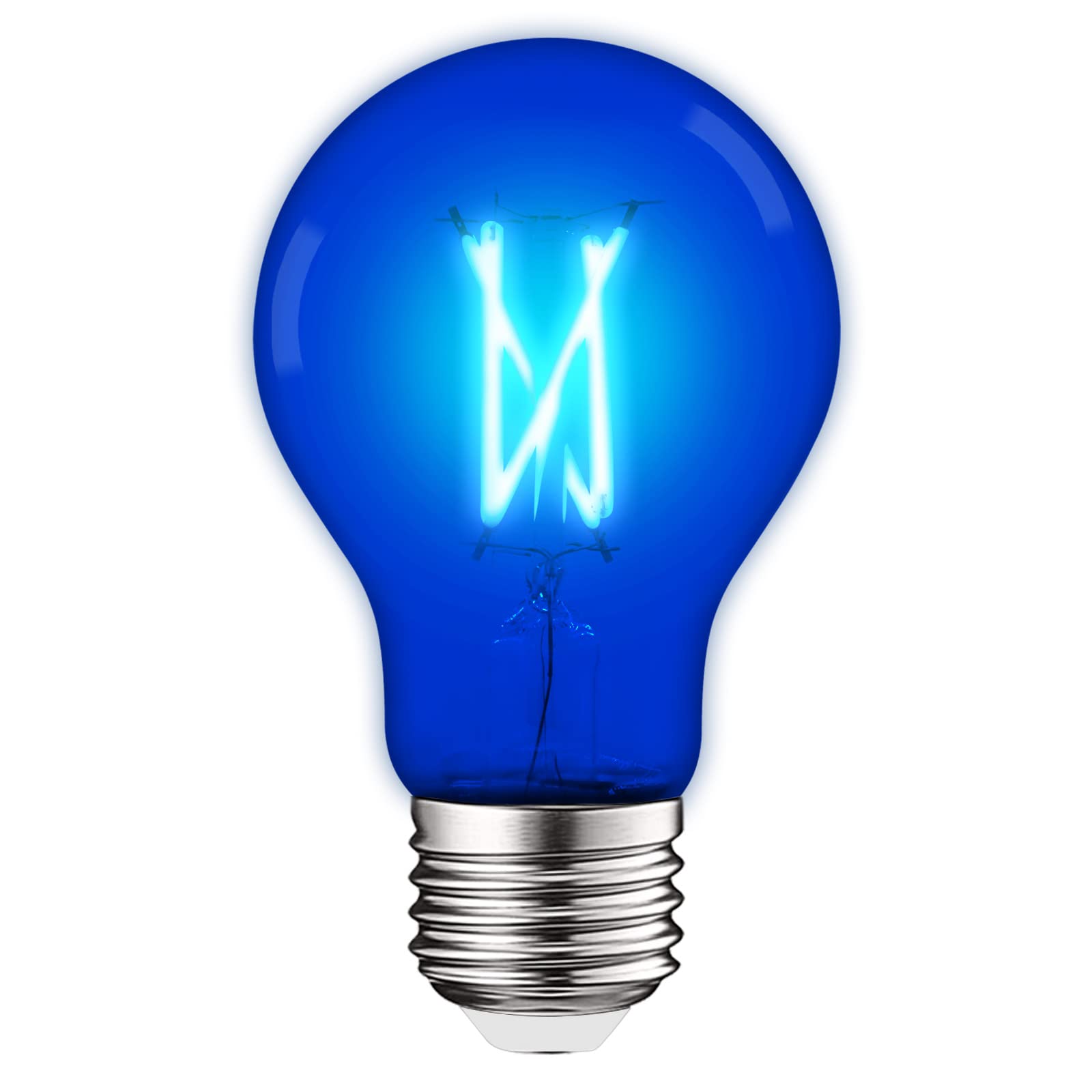 LUXRITE A19 Edison LED Blue Light Bulb, 4.5W (60W Equivalent), Colored Glass Filament, UL Listed, E26 Standard Base, Indoor Outdoor, Porch, Decoration