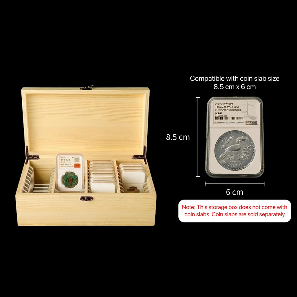 Scatola di Stoccaggio e Display in Legno Contenitore per Collezioni Adatta per 40 PZ di Monete Classificate PCGS NGC Slabs Supporto per Collezione di Monete e Accessori