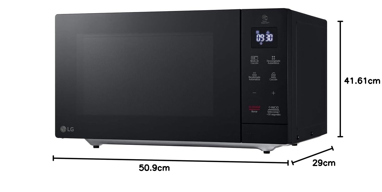 LG MH7032JAS - Forno a microonde, 30 l, 1000 W, con griglia (display a LED, 28 programmi automatici, facile da pulire, colore: Nero