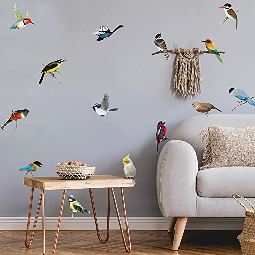 2 Pieces White Peach Blossm Flowers Black Tree Branch Flying Birds Wall Stickers Removable Diy Wall Art Decor Decals Murals For Kids Girls Nursery Bedroom Living Room (Lovely Style) #TOP6