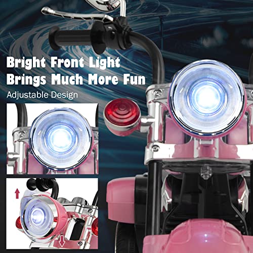 Image of Costzon 6V Ride on Chopper Kids Motorcycle with Horn, Headlight (Pink) | Battery Powered, 3-Wheel Stable Ride on Toys, Electric Toddler Motorcycle for Kids, Gift for Boys Girls