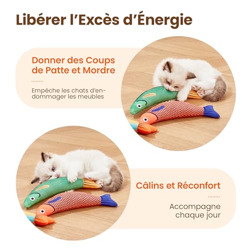 Potaroma Lot de 3 Jouets pour Chats – Saury Fish 24 cm – Jouet Interactif à l’Herbe à Chat & silvervine – Doux et Durable – Jouet pour Chaton, Jeux d’Intérieur, Accessoire pour Chats d’Appartement – Image 5