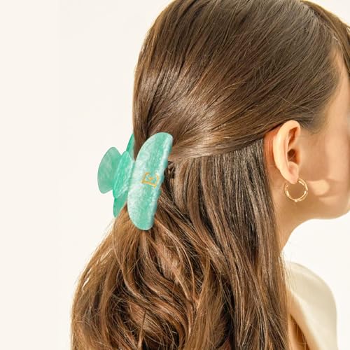Image of Personalized Cute Hair Clips Initial Claw for Girl Girlfriend Wife Teacher Mom Her 16th 17th 18th Birthday Gifts - Green,H