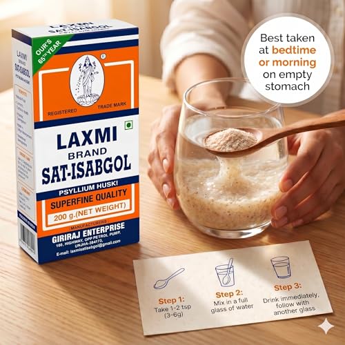 Image of Laxmi Sat Isabgol Psyllium Husk Powder-600 gm | For Constipation Relief & Gut Health | High Fiber Supplement | Supports Easy Bowel Movement, Digestive Wellness & Bloating Relief | 200 gm (Pack of 3)