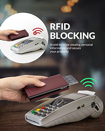 Image of VULKIT Card Holder Wallet with Double ID Windows RFID Blocking Pop Up Wallet Minimalist Design for 12 Cards