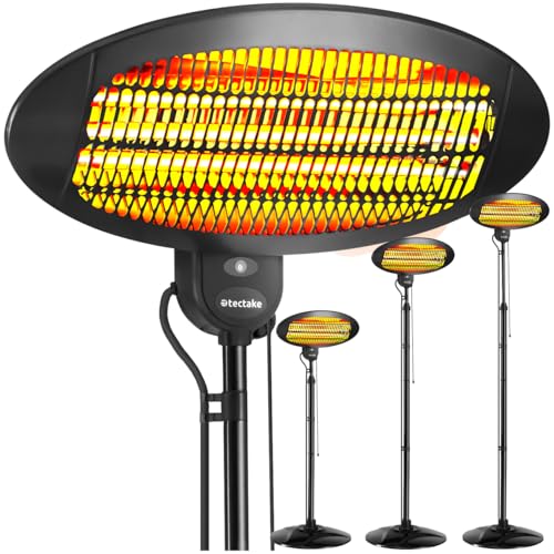 tectake® Calefactor por Infrarrojos, 3 Niveles de Potencia, Ajustable en Altura, Protección...