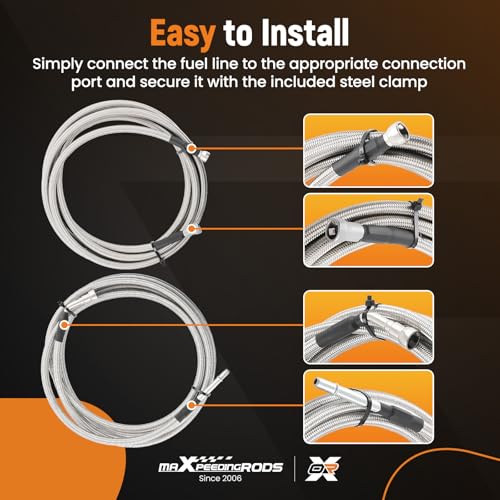 Image of maXpeedingrods Fuel Line Repair Kit for Chevrolet Cobalt (LS /LT) 2005-2010, QFF0015SS Stainless Steel Braided Fuel Line Kit for Chevrolet Cobalt LT Team Canada Coupe 2-Door 2010 19-801 | 819-811