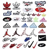 PUTKA 40 Stück Patches Zum Aufbügeln Personalisierter gestickter Aufnäher Geeignet für Kleider, T-Shirts, Taschen, Jeans, Schals, Hüte-Cartoon-Logo, trendige Marke