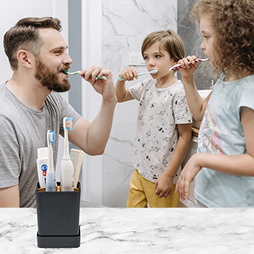 Kids Electric Toothbrush Holders For Bathrooms Counter Plastic Toothbrush Organizer And Toothpaste Holder Stand Set Small Toothbrush Caddy Storage Tray Razor Holder With Removable Base(Small Black) #TOP6