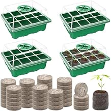 Halatool 4 Pack Seed Starter Tray with 50 PCS Peat Pellets, 48 Cells Green Seeding Starter Trays for Organic Seed Starter Soil Pods for Planting Vegetables Plants Flowers - Starting Seeds Kit