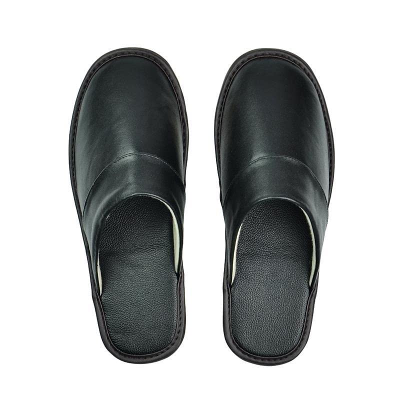 Men Women Spring Summer Autumn Couples Cowhide Home Slippers Leather Slippers Wooden Floor Home Slippers Color D Size